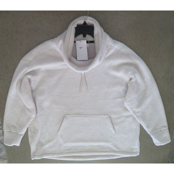 Nike DM1621 Women's Sz M Off White Soft Sherpa Fleece Funnel Neck Pullover $85 - Picture 6 of 8